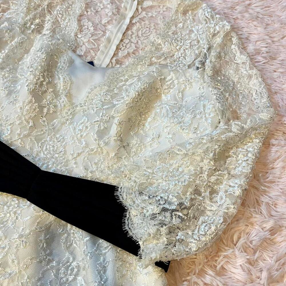 Vintage Alfred‎ Angelo Lace Beaded Formal Mature Bridal Glam Classic Peplum Top - Picture 2 of 6